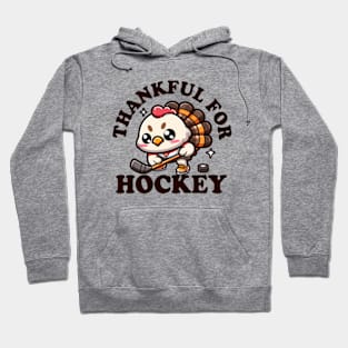 Thankful for Hockey Cute Kawaii Turkey Hoodie